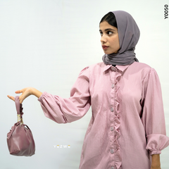 Yezwe Pink Crush Top with Button Ruffles - Modest Wear