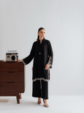 YEZWE Modest Wear Black Embroidered Co-ord Set Comfortable Modest Kurta Set | Pre-Booking