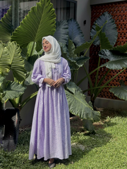 Yezwe Pastel Lavender Hakoba  Maxi Dress WIth 3/4th Sleeve  - Modest Wear