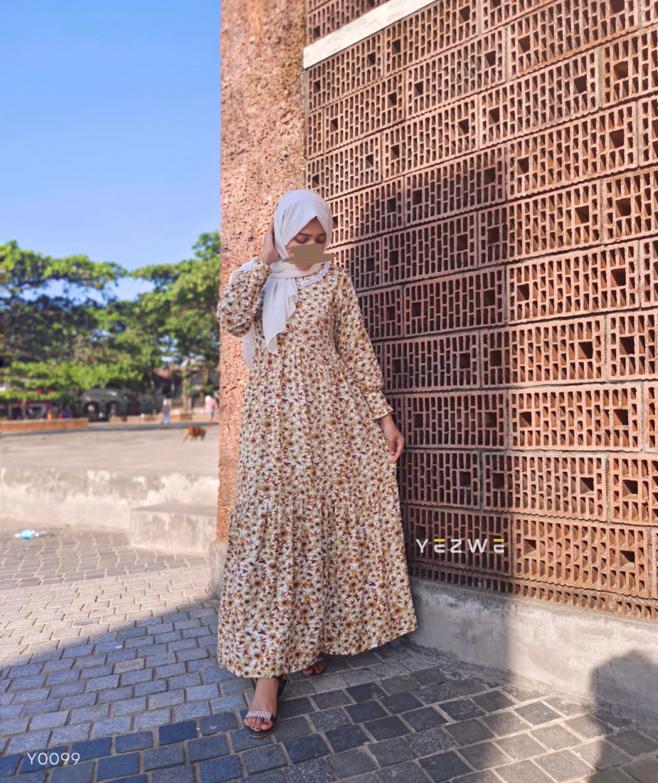 Yezwe Small Animal Print Yellow Maxi Dress - Modest & Western Wear - Clearance Sale