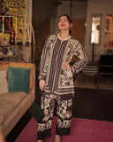 YEZWE Modest Ethnic Print Black And White Top And Pant Pakistan Boho Co-Ord Set