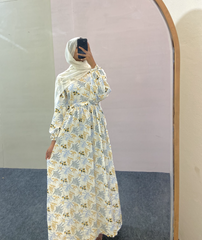 Yezwe Imported Floral Maxi Dress with Tie - Modest & Western Wear - Clearance Sale