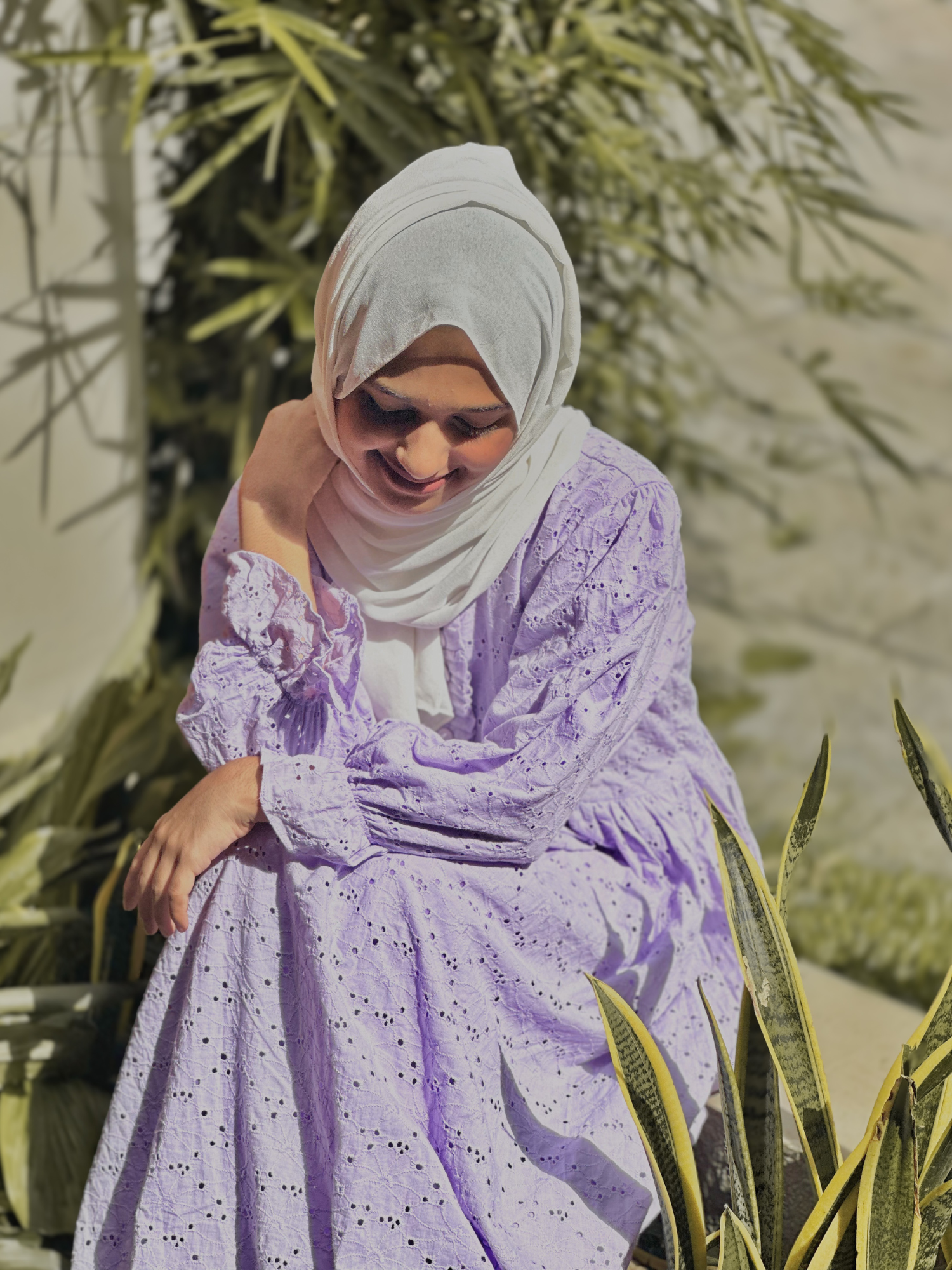 Yezwe Pastel Lavender Hakoba  Maxi Dress WIth 3/4th Sleeve  - Modest Wear