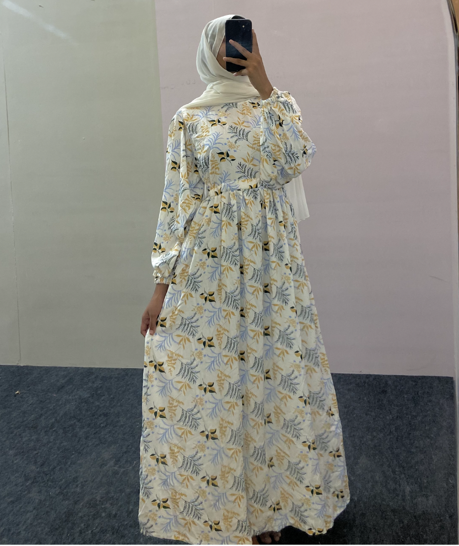 Yezwe Imported Floral Maxi Dress with Tie - Modest & Western Wear - Clearance Sale