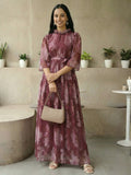Yezwe georgette with lycra lining customizable modest maxi dress side view