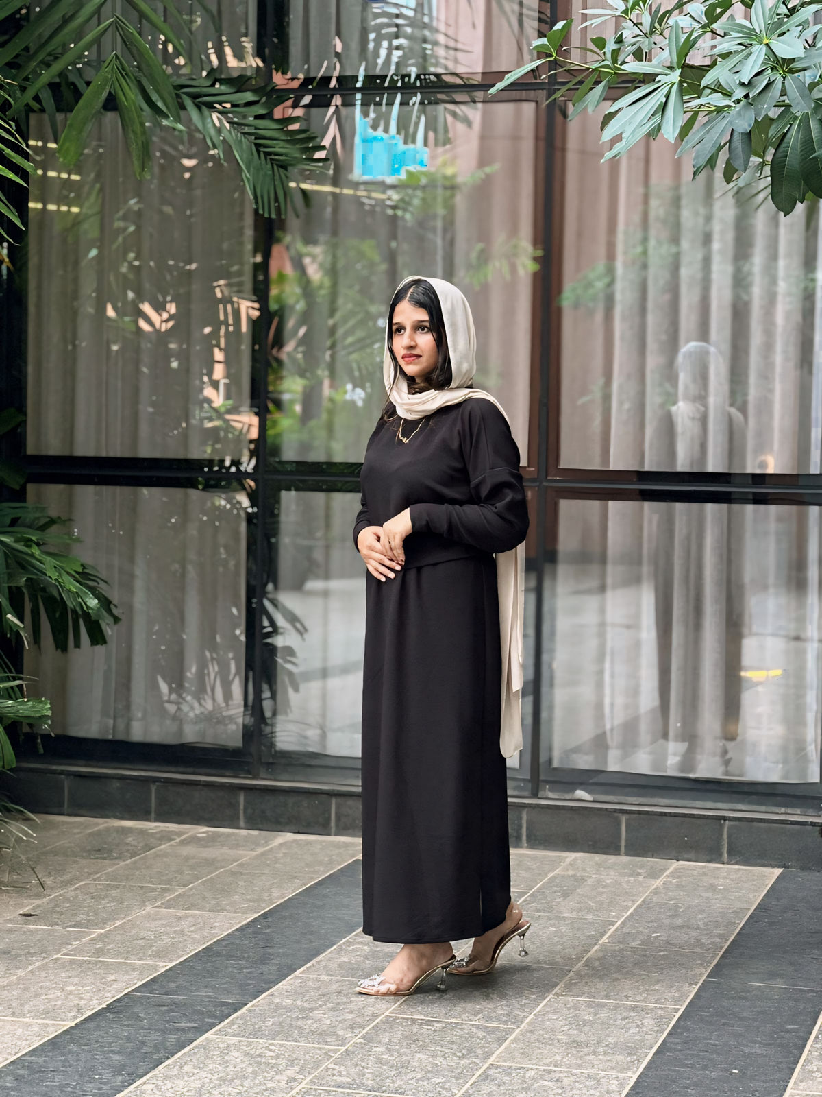 Yezwe Black Turkish Short Top and Skirt Set - Modest Wear