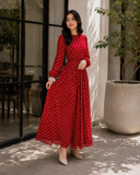 Red Polka Dot Maxi Dress for Women | Vintage-Inspired Modest Wear