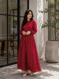 Red Polka Dot Maxi Dress for Women | Vintage-Inspired Modest Wear