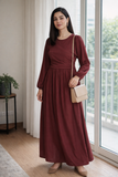 Yezwe Maroon Swiss Imported Maxi Dress – Premium Minimal Modest Wear