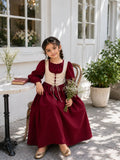 Miniyez Junior Girls Maroon Cotton Dress CoRset Style Breathable Kids Wear India
