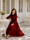 Yezwe Miniature Maroon Party Wear Junior Girl Maxi Dress