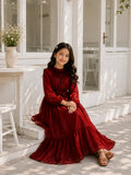 Yezwe Miniature Maroon Party Wear Junior Girl Maxi Dress