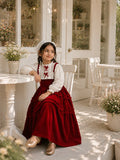 YEZWE Red Velvet Vintage Maxi Dress - Junior Girls Modest Wear Pinterest Inspired