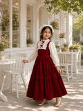 YEZWE Red Velvet Vintage Maxi Dress - Junior Girls Modest Wear Pinterest Inspired