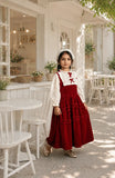 YEZWE Red Velvet Vintage Maxi Dress - Junior Girls Modest Wear Pinterest Inspired