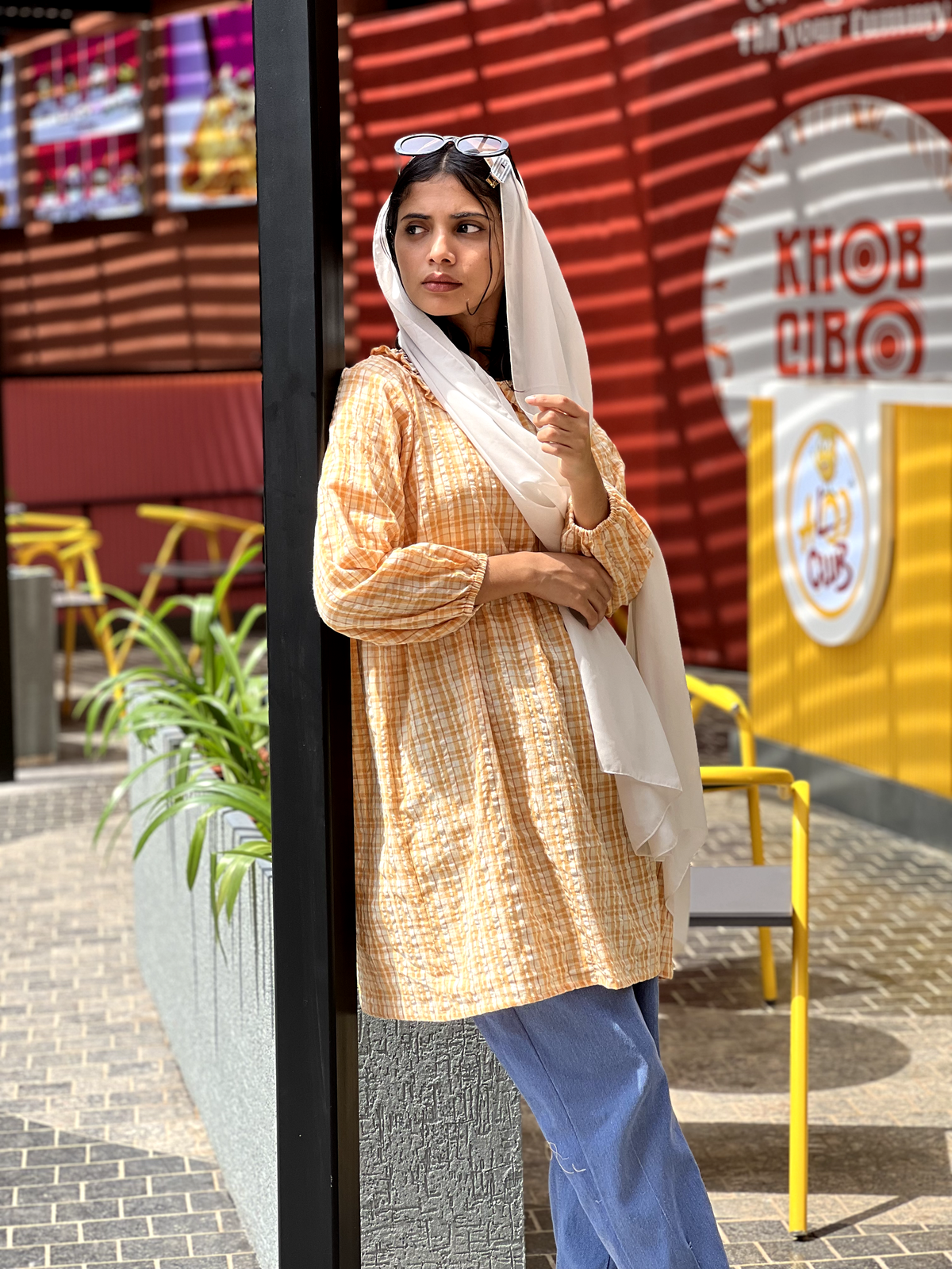 Yezwe Knee-Length Yellow Top - Full Sleeve Modest Wear