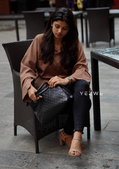 Yezwe Oversize Brown Crush Shirt - Crush Material Modest Wear