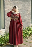 Winered Pintrest Modest Wear Yezwe – Imported Cey With Linen Lux Maxi Dress