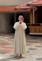Yezwe Hakoba Off White Maxi Dress with V-Neck - Modest Wear Maxi Dress
