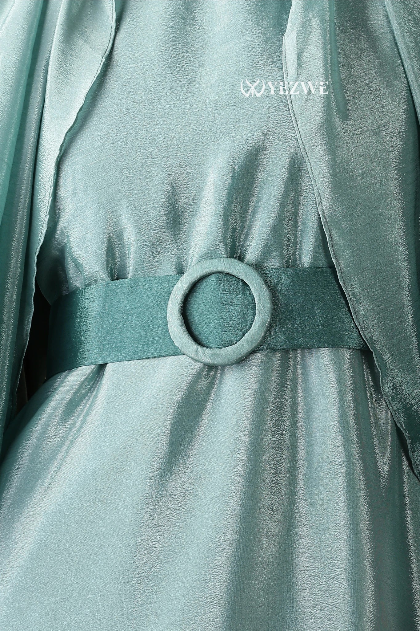 YEZWE affordable modest green maxi dresses online featuring a stylish belt detail