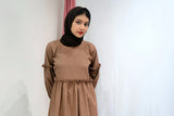 Brown Co-ord Set Modest Wear by Yezwe worn by woman with black hijab standing against a light background