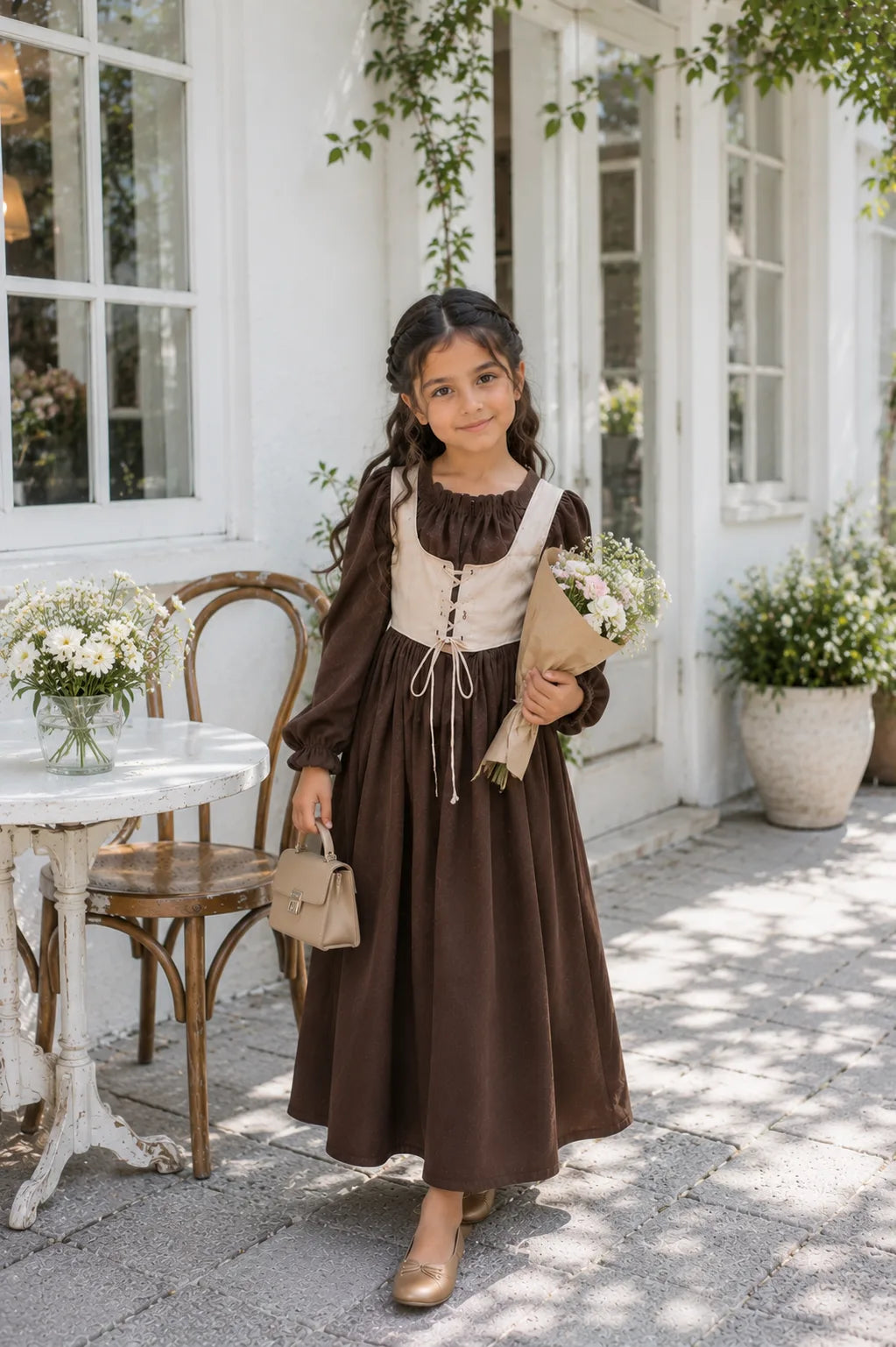 Junior Girls Maroon Cotton Dress CoRset Style with Breathable Fabric for Kids Wear India