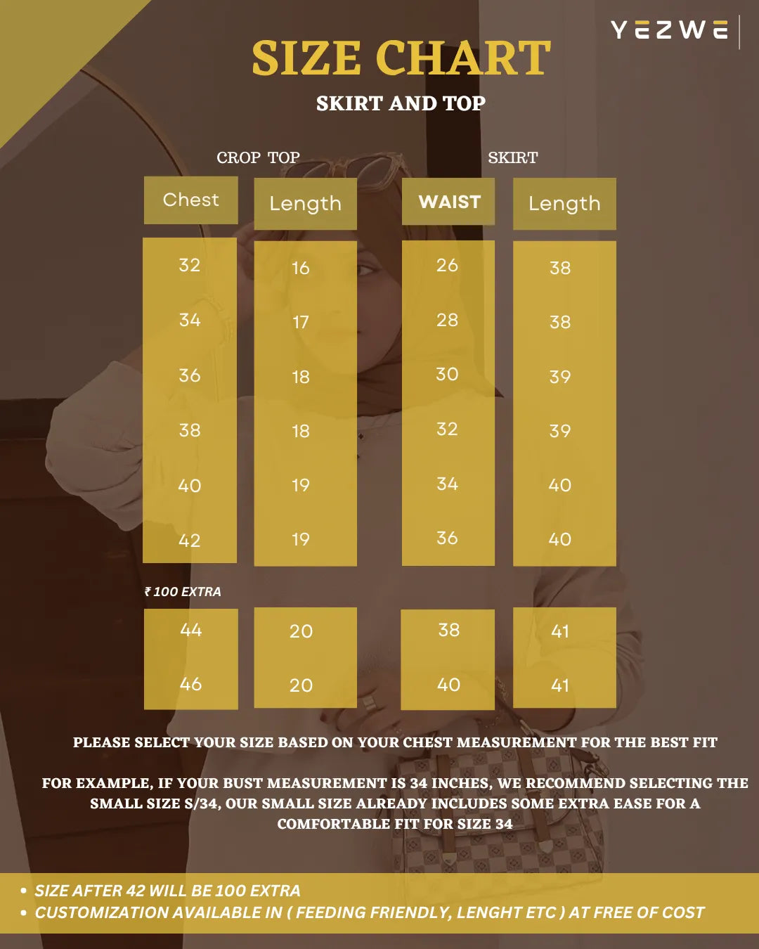 Yezwe Turkish Short Top and Skirt Set with Knitted Kar- Modest wear