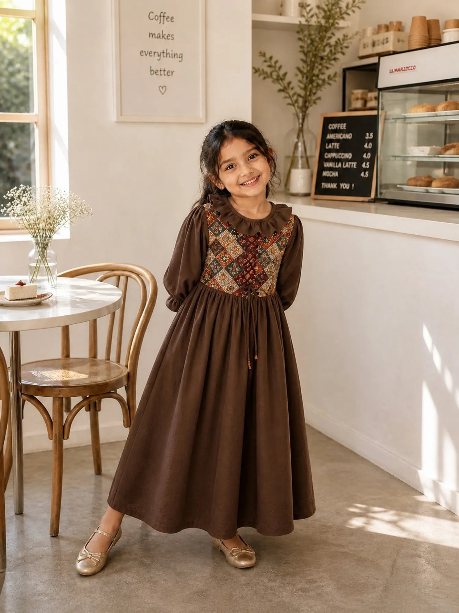 juniors brown dress Miniyez Junior Girls CEY Printed Yoke Breathable Wear Snowskite Women's A-line Short Style: Illusion Riley Junior has a Size:UK 18 (In-Rental)