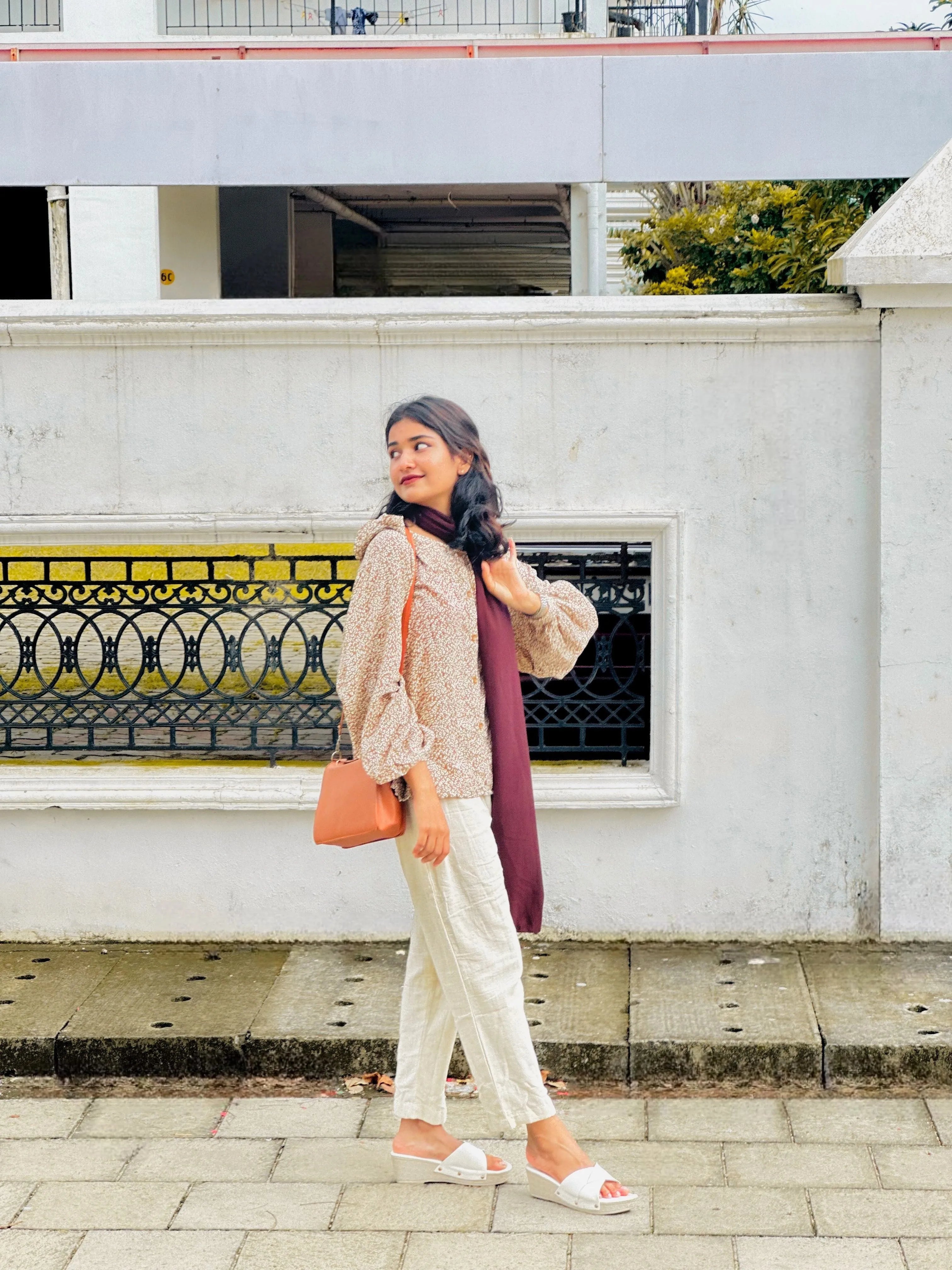 Yezwe modest co-ord set featuring a textured top and light pants for a stylish look