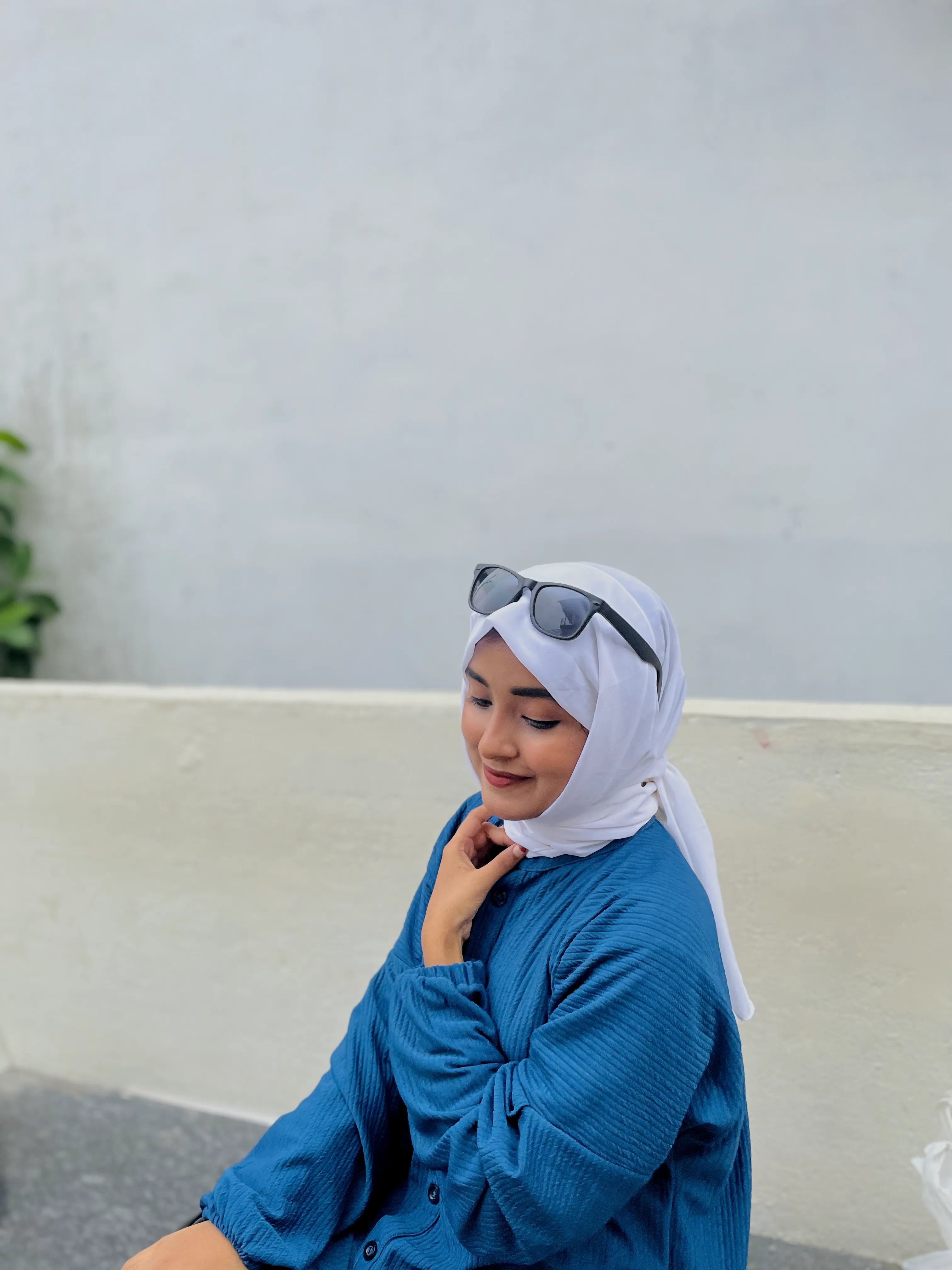 Yezwe modest fashion co-ord set featuring a stylish top and pant combination in soft blue fabric