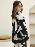 Modest Flowy Abstract Print Co-Ord Set – Relaxed, Stylish, Comfortable with a chic black and white design