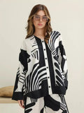 Modest Flowy Abstract Print Co-Ord Set – Relaxed, Stylish, Comfortable with black and white patterns