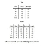 Size chart for YEZWE Modest Flowy Abstract Print Co-Ord Set – Relaxed, Stylish, Comfortable in various measurements