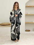 Modest Flowy Abstract Print Co-Ord Set – Relaxed, Stylish, Comfortable featuring oversized top and wide-leg pants