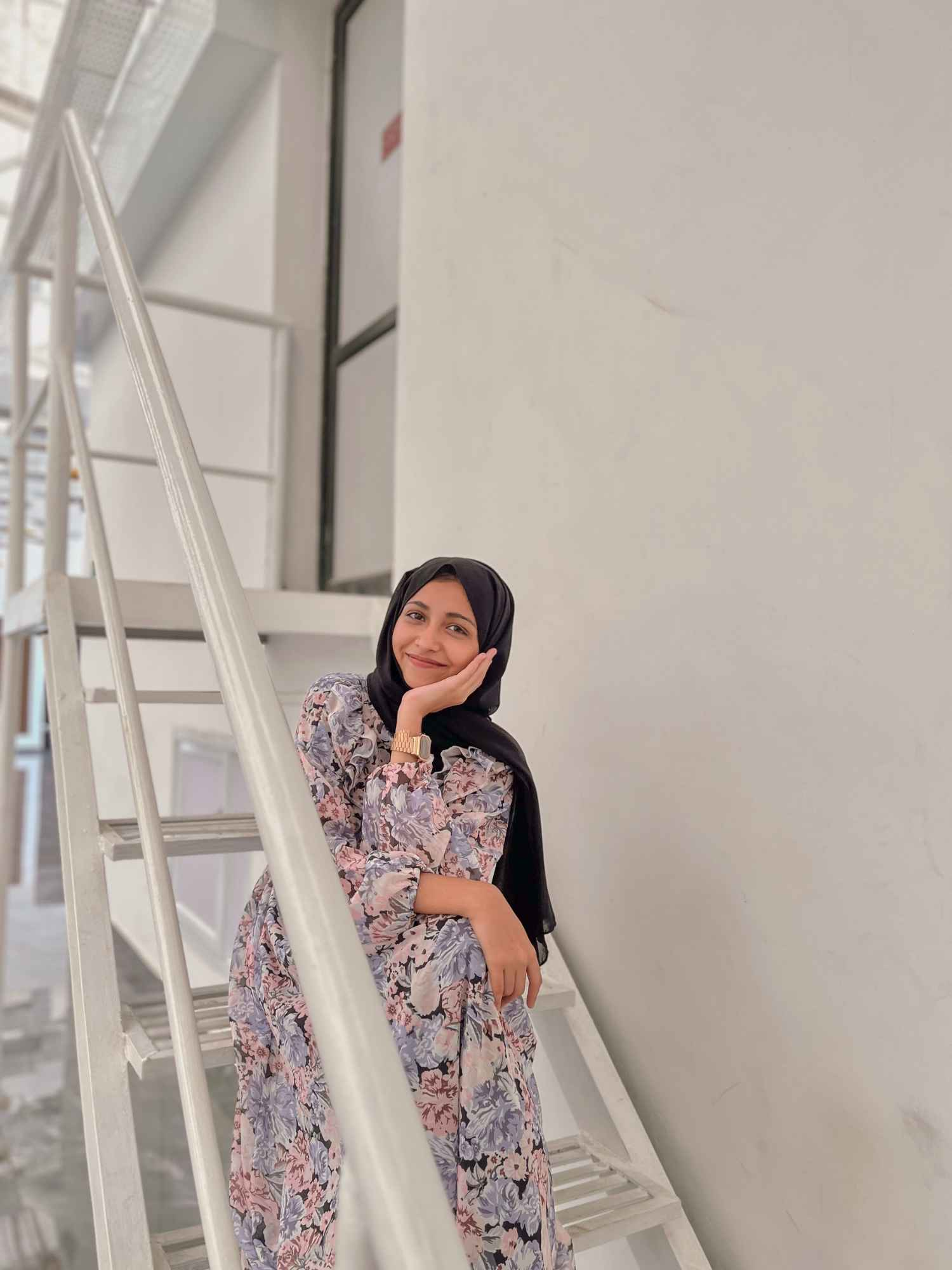 Yezwe modest georgette dress featuring a floral design, perfect for stylish and comfortable wear
