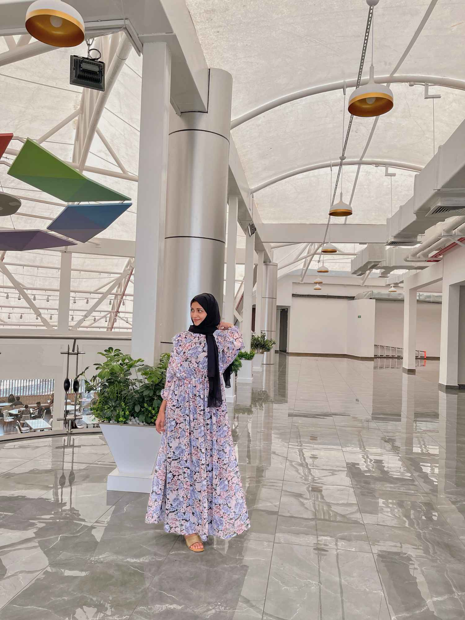 Elegant modest georgette dress with floral patterns, perfect for formal occasions and everyday wear