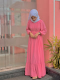 Yezwe Rose Textured Rib Maxi Dress with Cloth Belt - Modest Wear - YEZWE