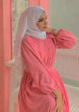 Yezwe Rose Textured Rib Maxi Dress with Cloth Belt - Modest Wear - YEZWE