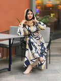 Yezwe Modest Open Front Dress in Abstract Print with Long Sleeves, Perfect for Stylish Occasions
