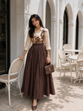 YEZWE modest skirt and top set featuring a floral embroidered design for elegant casual styling