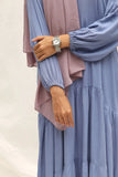 Yezwe modest sky blue maxi dress with flowy sleeves and tiered skirt for a comfortable fit