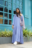 Yezwe modest sky blue maxi dress with tiered design, perfect for casual outings and summer events