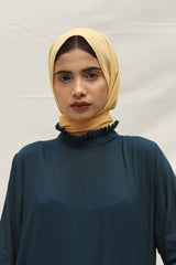 Yezwe Maxi Dress in Dark Blue, perfect for modest wear dress online shoppers with elegant ruffled neckline