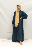 Yezwe Modest Wear Dress Online in Dark Green with Long Sleeves and Flowing Skirt