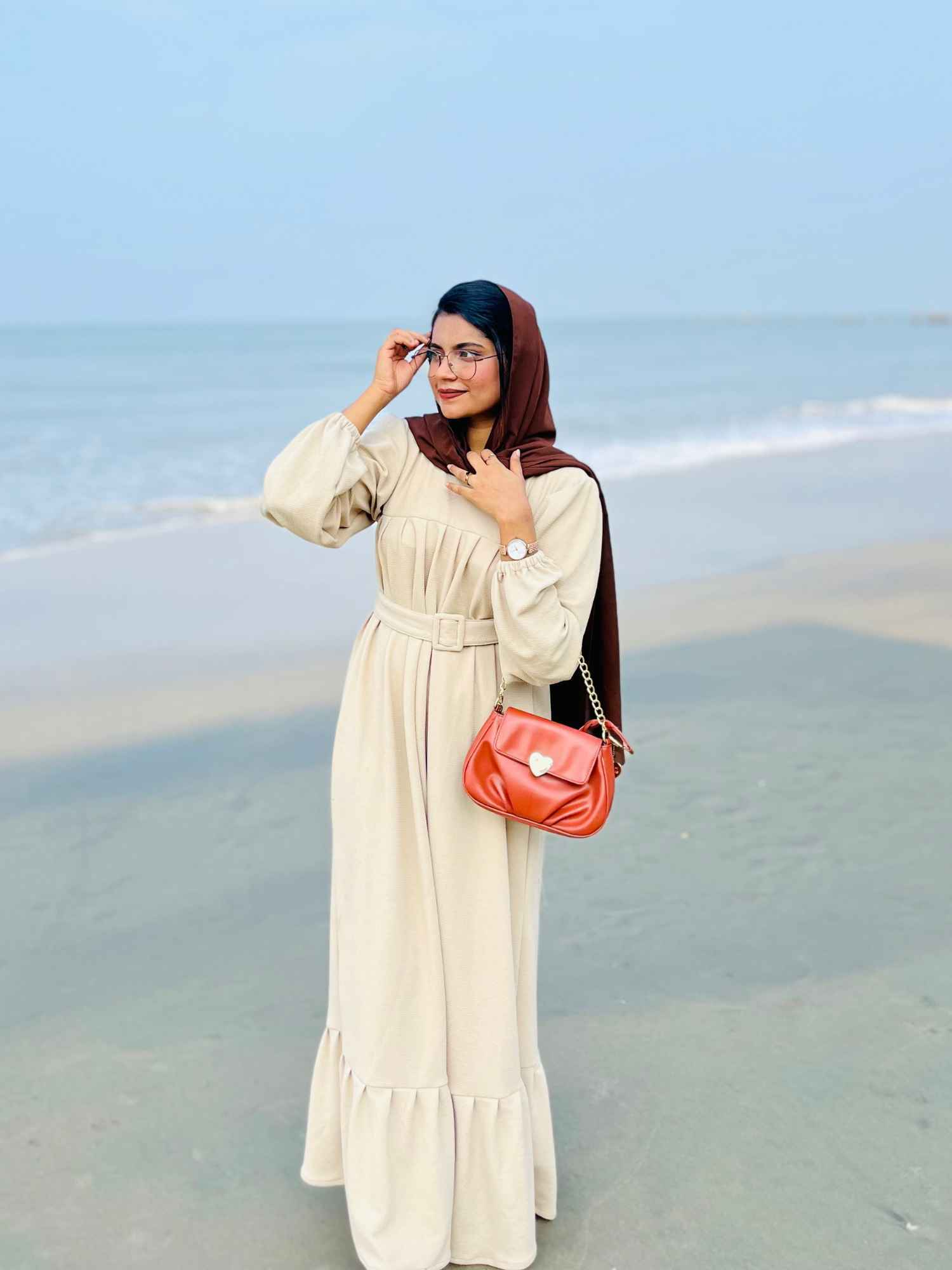 Elegant Yezwe Maxi Dress with Belt and Long Sleeves, perfect for modest wear dresses online