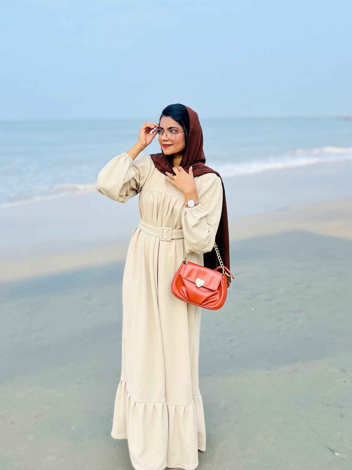 Elegant Yezwe Maxi Dress with Belt and Long Sleeves, perfect for modest wear dresses online