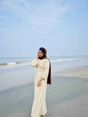 Yezwe Maxi Dress in beige, perfect for Modest Wear Dresses Online with elegant flowing silhouette