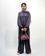Yezwe modest wear jumpsuit women in dark purple with button details and a cinched waist