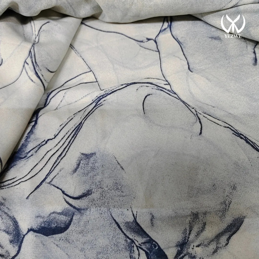 Yezwe Purple Marble Big Print Maxi Dress with Attached Belt - Modest Wear - YEZWE