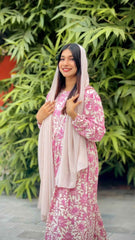 Yezwe modest wear maxi dress in floral print, featuring long sleeves and a flowy silhouette